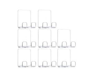 Bathroom Hooks Clear Acrylic 8 Pack, Adhesive Wall Holders for Toothbrush Towel Storage in Shower Areas, Vanity Corners and Wash Spaces Bathroom Hanger Washroom Organizer Sink Side Storage Grooming