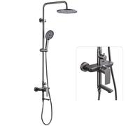Bathroom Hot and Cold European 3-Speed Rain Shower, Gun Grey 3 Functions