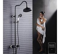 Bathroom Household Hotel Retro brass system adjustable height column black European spray shower set
