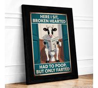 Bathroom Humour Vintage Retro Framed Wall Art Print A1 (84.1×59.4cm) Black, Wall Decor for Living Room, Bedroom, Office & Home, Ready to Hang, Art Gift