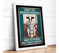 Bathroom Humour Vintage Retro Framed Wall Art Print A1 (84.1×59.4cm) White, Wall Decor for Living Room, Bedroom, Office & Home, Ready to Hang, Art Gift