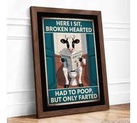 Bathroom Humour Vintage Retro Framed Wall Art Print A3 (42×29.7cm) Walnut, Wall Decor for Living Room, Bedroom, Office & Home, Ready to Hang, Art Gift