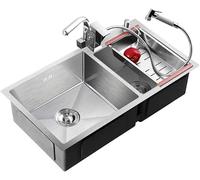 Bathroom HYJAUSXBs Kitchen HYJAUSXB Household Stainless Steel Rectangular Double Large Capacity Balcony Laundry Durable Easy-to-Clean (Color : Silver, Size 82 * 45 22cm)