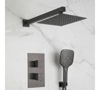 Bathroom Kingdom Avon Gunmetal Thermostatic Shower Set - 250mm Head & Hand Shower in Grey Bathroom Kingdom Grey
