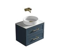 Bathroom Kingdom Bakewell Midnight Shadow Wall Hung Basin Vanity 600mm in Blue Bathroom Kingdom Blue