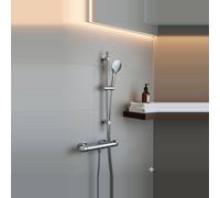 Bathroom Kingdom Bala Chrome Round Thermostatic Bar Shower Set in Silver Bathroom Kingdom Silver