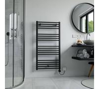 Bathroom Kingdom Eros Electric Black Heated Towel Rail 1174x600mm Bathroom Kingdom Black