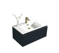 Bathroom Kingdom Flauto Midnight Wall Hung Basin Drawer Vanity 800mm in Navy Bathroom Kingdom Navy