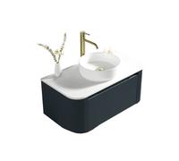 Bathroom Kingdom Flauto Midnight Wall Hung Basin Vanity 870mm in Blue Bathroom Kingdom Blue