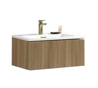 Bathroom Kingdom Flauto Oak Wall Hung Basin Drawer Vanity 800mm Bathroom Kingdom Multicolor