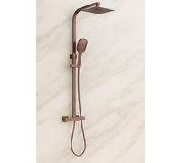 Bathroom Kingdom Menai Premium Brushed Bronze Square Thermostatic Shower Set in Rose Gold Bathroom Kingdom Rose Gold