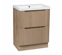Bathroom Kingdom Monza Oak Fluted Basin Drawer Vanity 600mm Bathroom Kingdom Multicolor