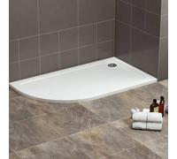 Bathroom Kingdom Oliver Stone Left Quadrant Shower Tray 1200X800mm in White Bathroom Kingdom White