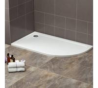 Bathroom Kingdom Oliver Stone Right Quadrant Shower Tray 1200X800mm in White Bathroom Kingdom White