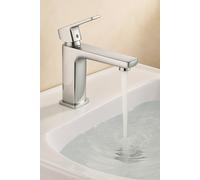 Bathroom Kingdom Quadrado Chrome Square Basin Mixer Tap in Silver Bathroom Kingdom Silver