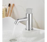 Bathroom Kingdom Redondo Chrome Round Push Button Basin Mixer Tap in Silver Bathroom Kingdom Silver