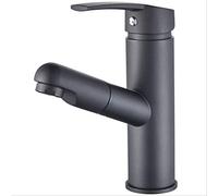 Bathroom Kitchen Basin Faucet Single Handle Pull Out Spray Sink Tap Hot and Cold Water Crane Deck Mount Faucets Matt Black Heavy Duty Star of Light