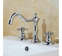 Bathroom Kitchen Basin Mixer Tap Sink Faucet 2 Handles 3Pcs Gold Bathroom Basin Faucet Bathtub Tap-Chrome Polish,Chrome Polish