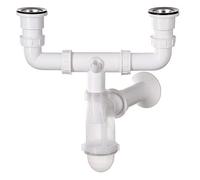 Bathroom Kitchen Double Bottle Drain Waste Trap with Transparent Body + Washing Machine Input