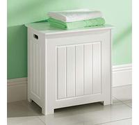 Bathroom Laundry Cabinet | Chest Basket Storage Laundry Bin | Hinged Lid And Cut Out Handles | W51 x D40 x H51cm - White