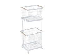 Bathroom Laundry Hamper, Versatile Organizer Cart, Metal Frame, Removable Laundry Baskets for Laundry Room, Bedroom Organization(White)