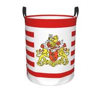 Bathroom laundry storage basket, Flag of the Senate of Bremen portable round single-layer laundry basket, clothes storage basket with handles,