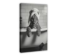 Bathroom Leopard Prints Canvas Poster Bedroom Decor Landscape Office Room Decor Gift 16x24inch(40x60cm)