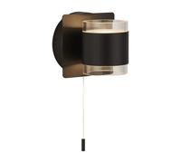 Bathroom Light Black Tumbler LED Wall IP44 Matt Clear Acrylic Single Searchlight
