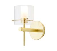 Forum Spa Gene /Clear 1 Lamp Cylinder Wall Light | Satin Brass | Steel | 100mm