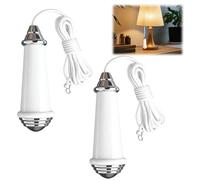 Bathroom Light Pull Cord Switch, 2 PCS Pull Cord Handle, 1.5m White Nylon Cord, Lightweight, Easy-to-Install White Aluminum Alloy Handle for Bathroom Lighting Control Ceiling Lights Fan Switch