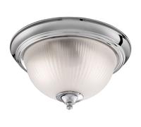 Modern 2 Light Flush Ceiling Light With Ribbed Glass In Satin Silver