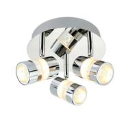 Bathroom Light Silver Bubbles LED 3 Spot Plate IP44 Chrome Searchlight 4413CC