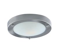 31cm Satin Silver Finish Bathroom Flush Fitting Light with Opal Glass Diffuser