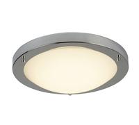 12w Round LED Satin Silver Opal Glass Shade Ceiling Bathroom Flush Fitting Light