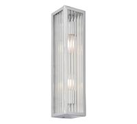 Bathroom Light Silver Newham 2 Wall Chrome Clear Ribbed Glass IP44 Endon 96220