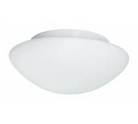 Domed Bathroom Flush Ceiling Light With Opal Glass. 23Cm