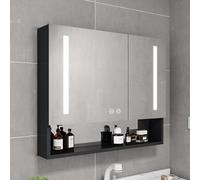 Bathroom luminum mirror with storage anti fog,bathroom medicine cabinet with mirror and LED lights,mirror medicine cabinet with paper towel slot,Smart Touch Switch,Hair dryer holder (Color