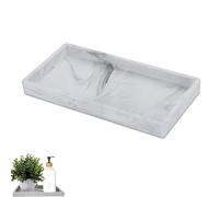 Bathroom Marble Vanity Tray, Silicone Vanity Dish for Counter Kitchen Soap Perfume Candle Kitchen Sink Countertop Organizer Plate Holder for Home Decor Plant, 20 x 10 cm