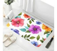 Bathroom Mat 40X60Cm Red And Purple Flowers Super Absorbent And Non-Slip Bathroom Mat Machine Washable,Absorbent Bathroom Mats,Soft And Comfortable,Door Mats