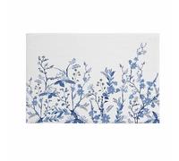Bathroom Mat Blue Wildflower Spring Garden Leaves Herbs Simple White Bath Mat Water Absorbent Non-Slip Floor Rug, For Living Room, Bathroom, Indoor & Outdoor, 40x60cm