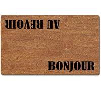 Bathroom Mat Bonjour Au Revoir Flannel Mat Rug Plush Print Kitchen Rug, For Garage, Entry, Bathtub, 40x60cm