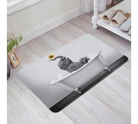 Bathroom Mat Funny Animal Elephant With Sunflower In Bathtub Bath Mat Soft Plush Welcome Doormat, For Garage, Bedroom, Patio, 40x60cm