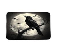 Bathroom Mat Halloween Bird Scary Bird Full Moon Night Horror Bat Scary Spooky Gothic Creepy Dead Day Bath Mat Non-Slip Decoration Kitchen Rug, For Bathroom, Garage, Shower, 40x60cm