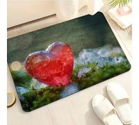 Bathroom Mat Heart Shaped Pattern Door Mat Indoor Soft,Non Slip Anti Mould,Microfiber Fluffy Thick Absorbent Rug For Shower,Kitchen, Doorway