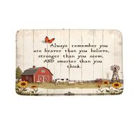 Bathroom Mat Rustic Barn Windmill Inspirational Quote Wooden Plank Butterfly Flower Farmhouse Western Ground Mat Washable Soft Kitchen Rug, For Living Room, Entry, Bathroom, 40x60cm