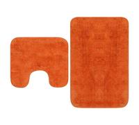 Bathroom Mat Set 100% Cotton Orange 63x93 & 44x52cm Pedestal Non-Slip Absorbent