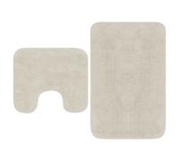 vidaXL Bathroom Mat Set 2 Piece Fabric White Water Absorbent Floor Carpet Rug