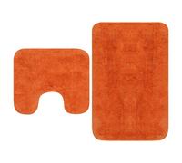 vidaXL Bathroom Mat Set 2 Piece Fabric Orange Water Absorbent Floor Carpet Rug