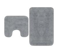 Bathroom Mat Set 2 Piece Grey Cotton 63x93cm + Pedestal 44x52cm NonSlip Soft Lux