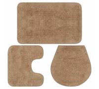 Bathroom Mat Set 3 Piece Fabric Bath Floor Rug Suction Multi Colours vidaXL